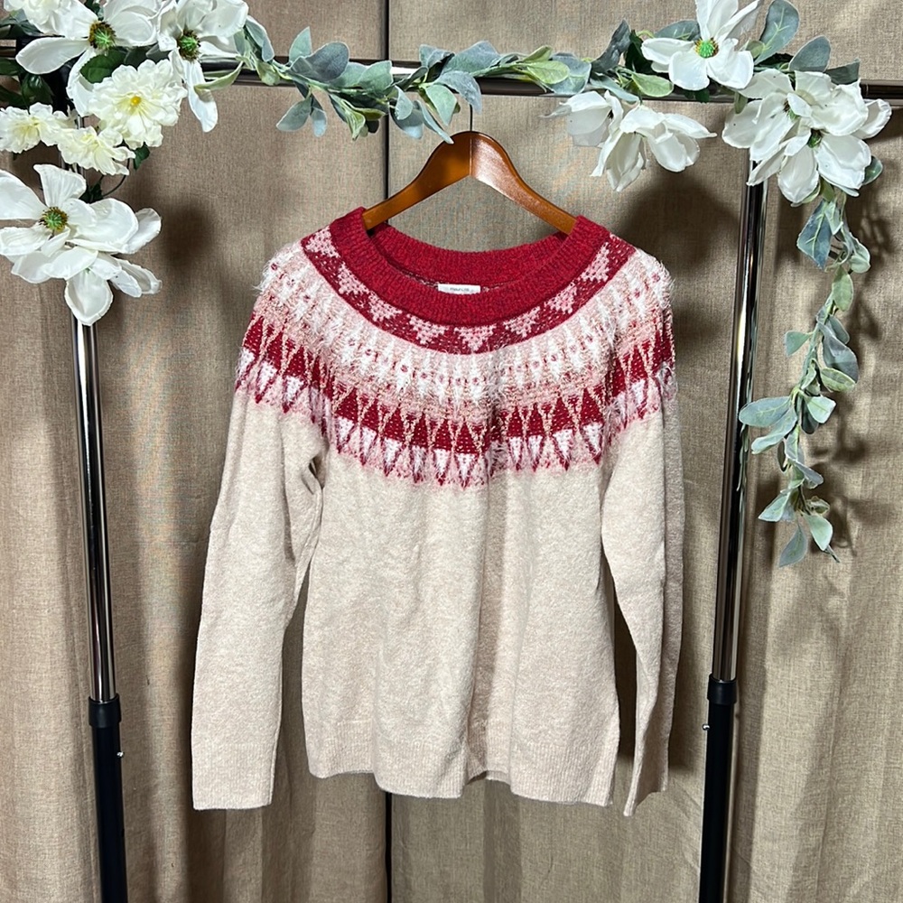 Maurices Sweater Glitter Specks Angora Like Feathered Fair Isle